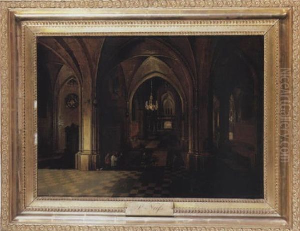 The Interior Of A Gothic Cathedral By Night Oil Painting by Peeter Neeffs the Elder