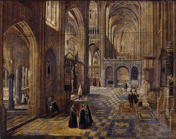 The Interior Of A Gothic Church Oil Painting by Peeter Neeffs the Elder