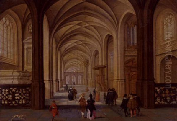 Interior Of A Church With Figures Oil Painting by Peeter Neeffs the Elder