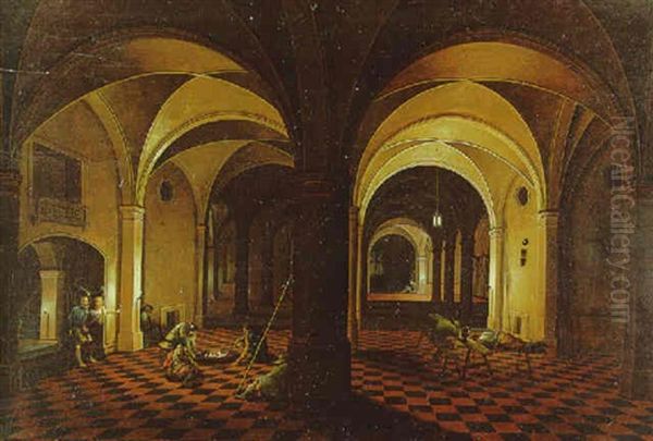 The Interior Of A Crypt With The Liberation Of Saint Peter Oil Painting by Peeter Neeffs the Elder