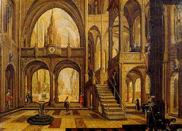 Interieur Einer Gotischen Kirche Oil Painting by Peeter Neeffs the Elder