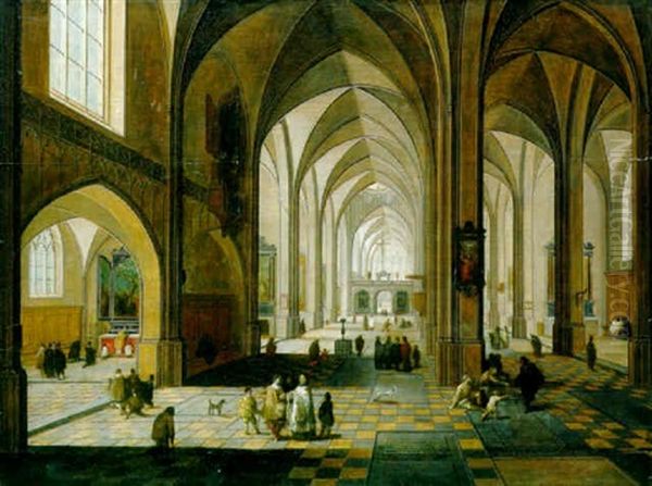 The Interior Of A Gothic Cathedral Oil Painting by Peeter Neeffs the Elder