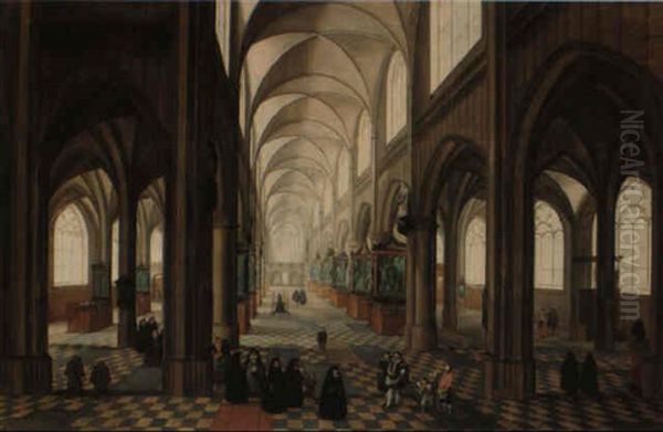 The Interior Of A Gothic Cathedral Oil Painting by Peeter Neeffs the Elder