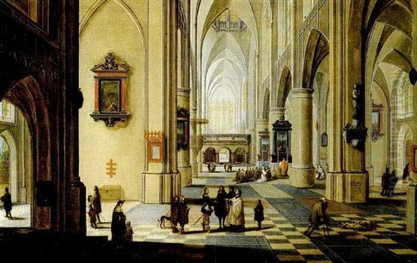 Interieur D'eglise Gothique Oil Painting by Peeter Neeffs the Elder