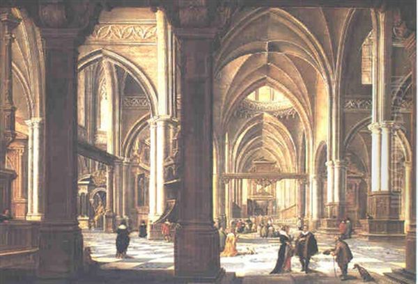 Figures In A Church Interior Oil Painting by Peeter Neeffs the Elder