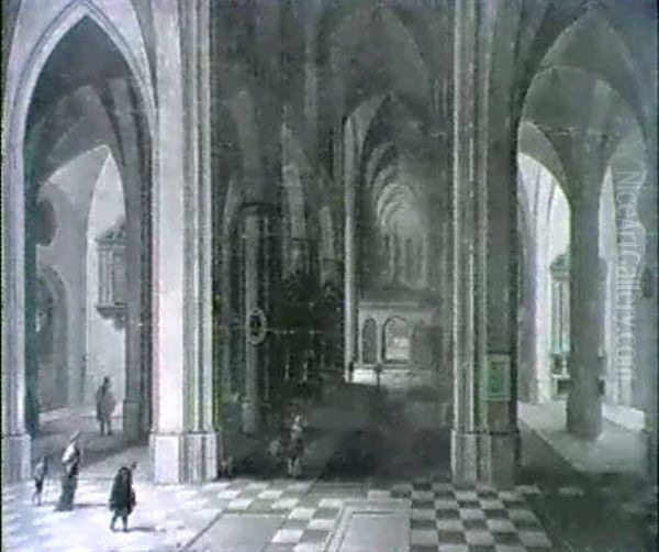 In Der Antwerpener Kathedrale Oil Painting by Peeter Neeffs the Elder