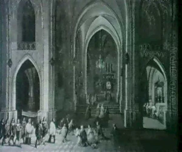 Interieur D'eglise Avec Procession Oil Painting by Peeter Neeffs the Elder