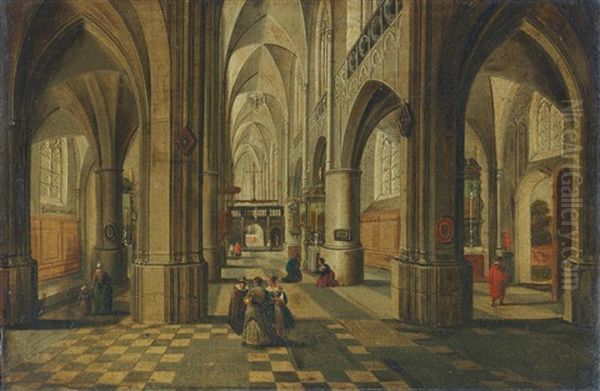 A Church Interior Oil Painting by Peeter Neeffs the Younger