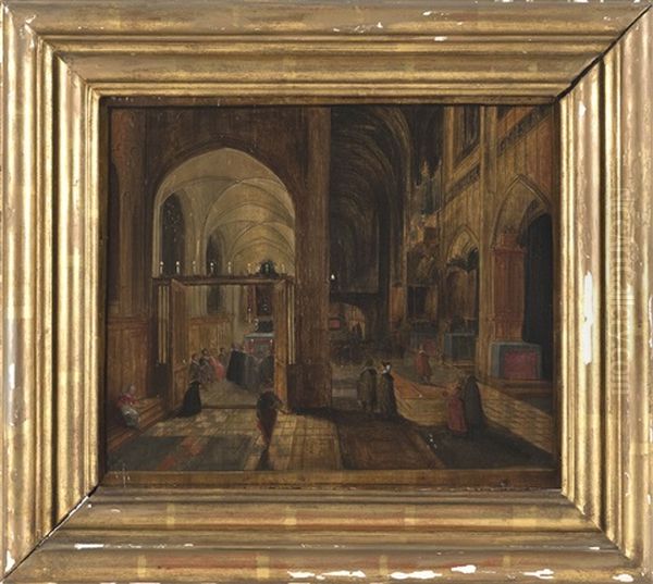 Figures In A Church Interior Oil Painting by Peeter Neeffs the Younger