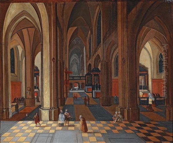 A Church Interior Oil Painting by Peeter Neeffs the Younger