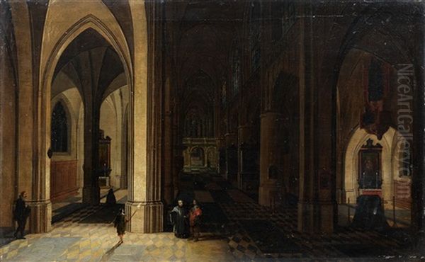 Interieur D'eglise De Nuit (collab. W/studio) Oil Painting by Peeter Neeffs the Younger