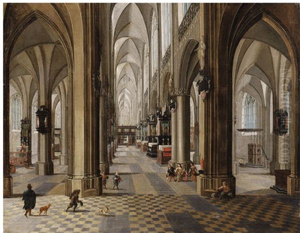 Das Innere Der Onze Lieve Vrouwekerk In Antwerpen Oil Painting by Peeter Neeffs the Younger