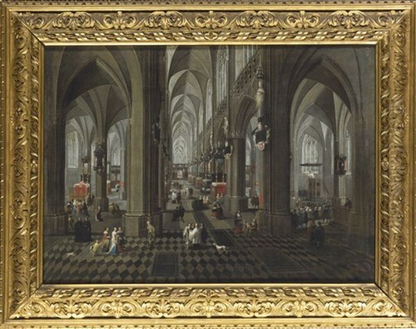 Interior Of Antwerp Cathedral Oil Painting by Peeter Neeffs the Younger