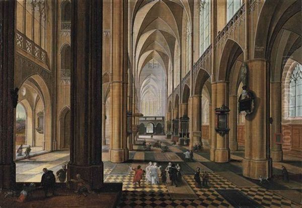 L'interieur De La Cathedrale D'anvers Oil Painting by Peeter Neeffs the Younger