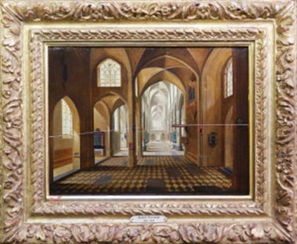 Gothic Church Interior Scene Oil Painting by Peeter Neeffs the Younger