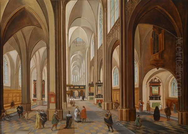 Das Innere Der Onze Lieve Vrouwe-kathedrale In Antwerpen Oil Painting by Peeter Neeffs the Younger