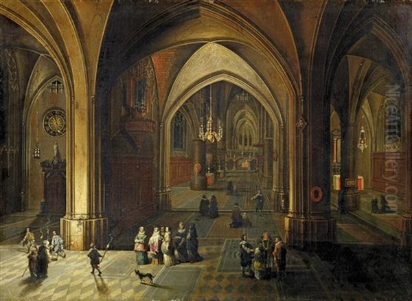 Im Inneren Einer Abendlich Erleuchteten Kirche Oil Painting by Peeter Neeffs the Younger