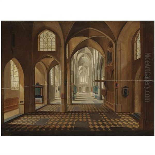 A Church Interior Oil Painting by Peeter Neeffs the Younger