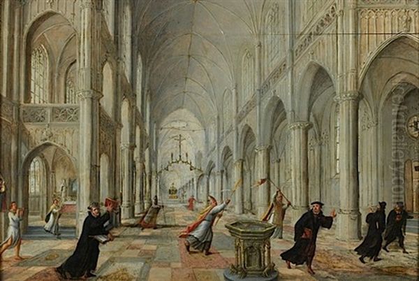 Les Catholiques Chassant Les Reformes D'une Eglise by Peeter Neeffs the Younger