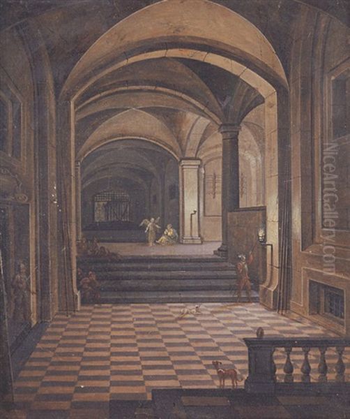 An Architectural Fantasy With Saint Peter Imprisoned Oil Painting by Peeter Neeffs the Younger