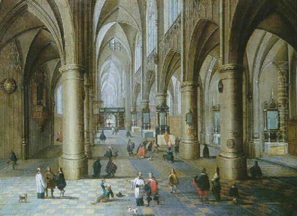 Interieur D'eglise Anime Oil Painting by Peeter Neeffs the Younger