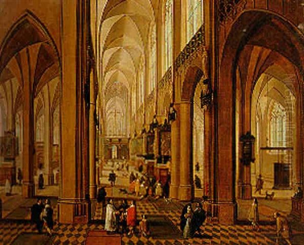 Interieur D'une Eglise Avec La Celebration De La Messe Oil Painting by Peeter Neeffs the Younger