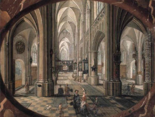 The Interior Of A Gothic Church, Looking East Oil Painting by Peeter Neeffs the Younger