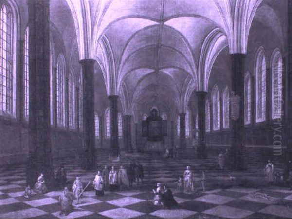 View In A Gothic Church Oil Painting by Peeter Neeffs the Younger