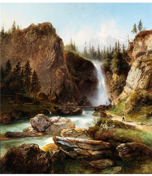 Rauschender Gebirgsbach Oil Painting by Ludwig Neelmeyer