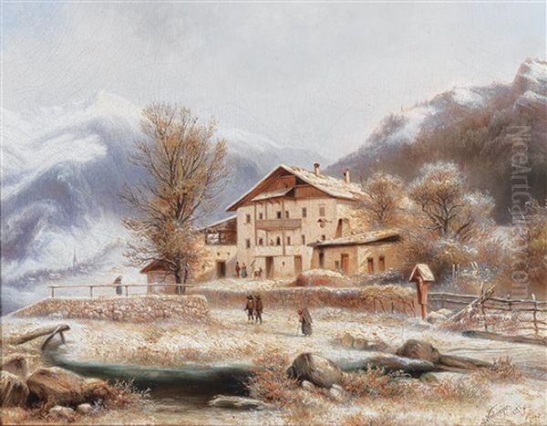 Roadside Inn On The Katschberg Pass Oil Painting by Ludwig Neelmeyer