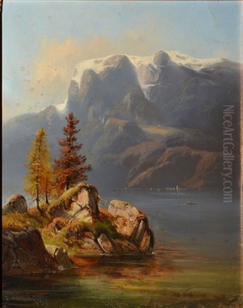 Lac De Montagne Oil Painting by Ludwig Neelmeyer