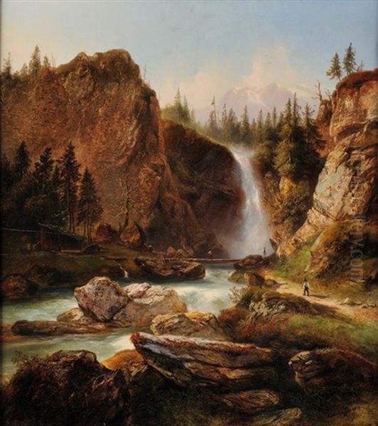 La Cascade Oil Painting by Ludwig Neelmeyer