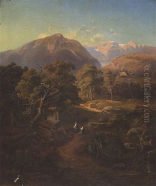 Tiroler Gebirgslandschaft Oil Painting by Ludwig Neelmeyer