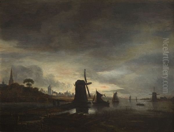 Landscape With Windmill Oil Painting by Aert van der Neer