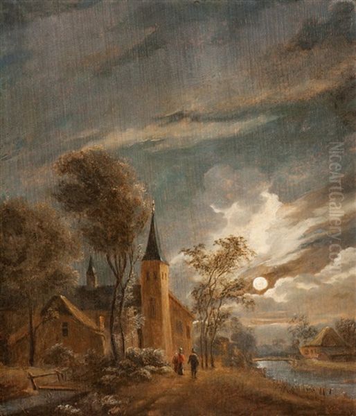 Hollandische Mondscheinlandschaft Oil Painting by Aert van der Neer