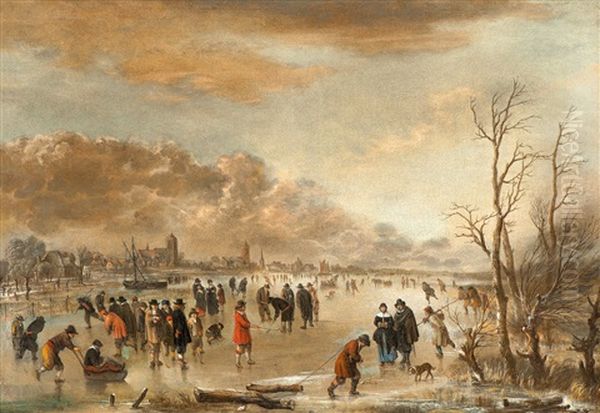 Eisvergnugen Oil Painting by Aert van der Neer