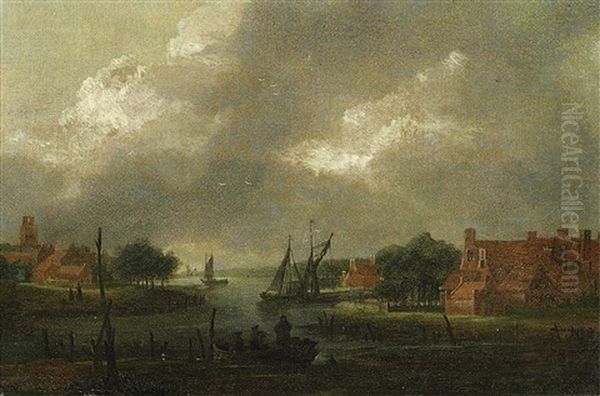 Nachtliche Szene An Der Schelde Oil Painting by Aert van der Neer