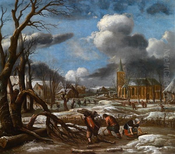 Eine Winterlandschaft Oil Painting by Aert van der Neer