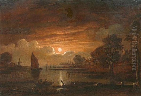 Mondscheinlandschaft Oil Painting by Aert van der Neer