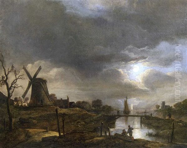 Moulin Au Clair De Lune Oil Painting by Aert van der Neer