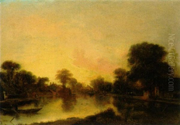 Fluslandschaft Mit Booten Oil Painting by Aert van der Neer