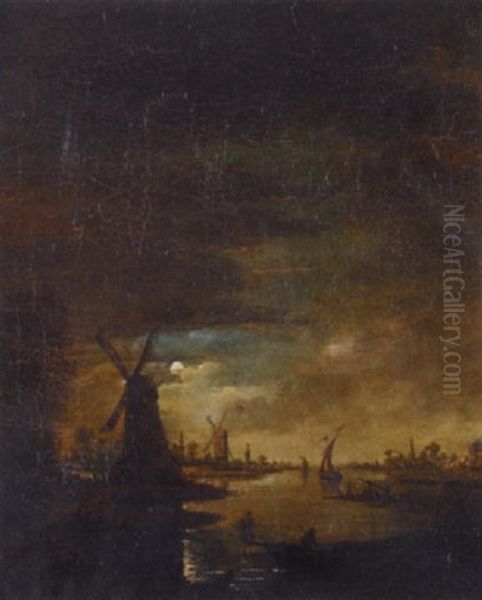 Paysage Au Clair De Lune Oil Painting by Aert van der Neer