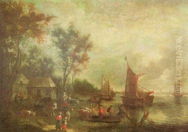 Masterbrook Harbor Of Rotterdam Oil Painting by Aert van der Neer