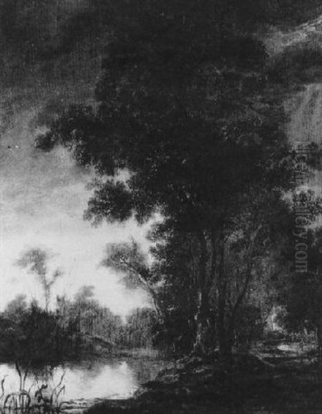 Wald Mit Einem Weiher Oil Painting by Aert van der Neer