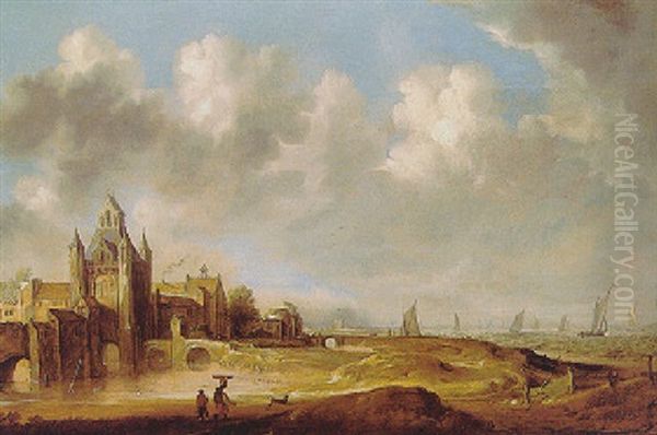 A View Of Elburg From The North Oil Painting by Aert van der Neer