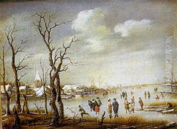 Figuras En La Nieve Oil Painting by Aert van der Neer