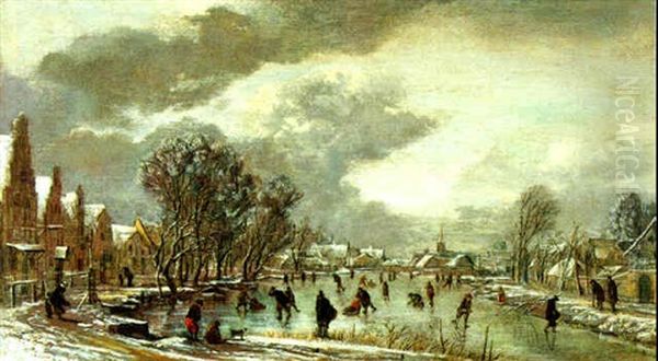 Eisvergnugen Oil Painting by Aert van der Neer