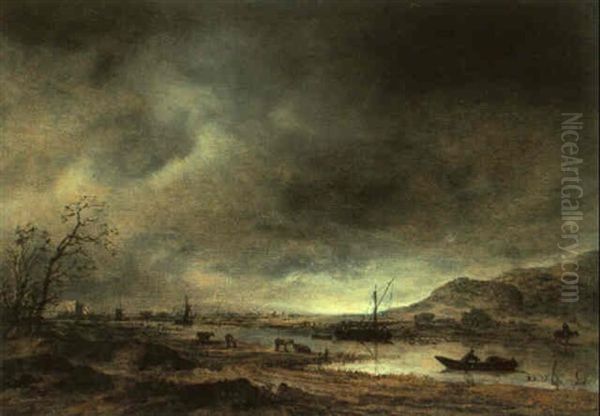 Abendliche Flusslandschaft by Aert van der Neer