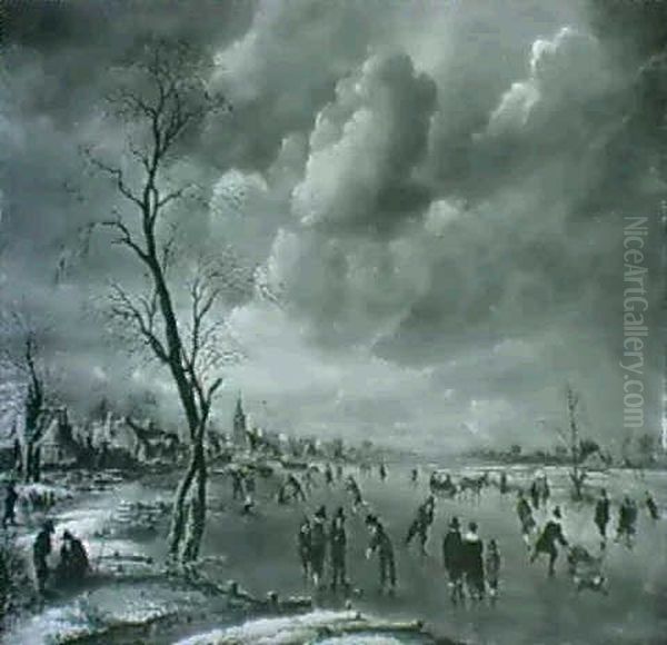 Eisvergnugen Oil Painting by Aert van der Neer