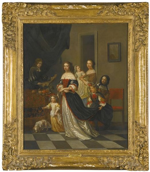 Portrait Of A Family Oil Painting by Eglon Hendrik van der Neer